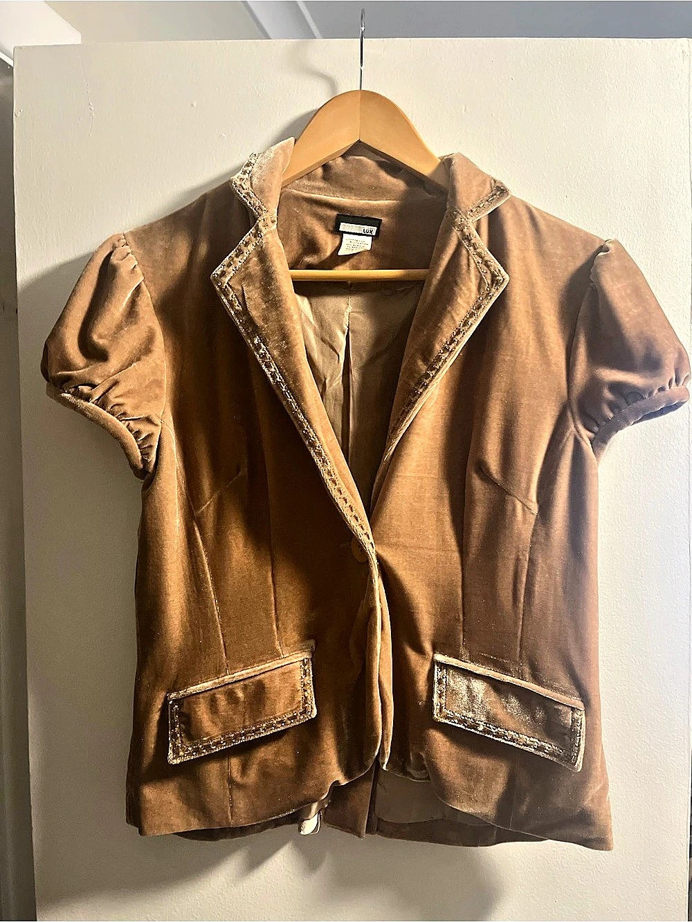 Embellished light brown blazer